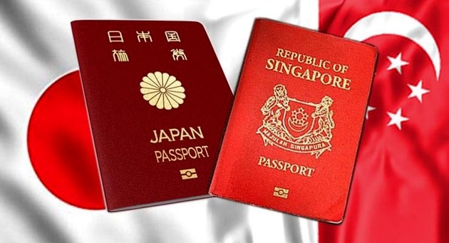 ارزش گذرنامه‌ها‌ و دو گذرنامه از ژاپن و سنگاپور